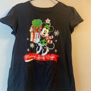 Disney Kids Black Minnie Mouse Christmas T-Shirt